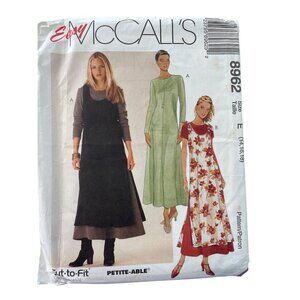 90s McCalls Easy 8962 Sewing Pattern Size 14-16-18 Dress Overdress Vintage UNCUT